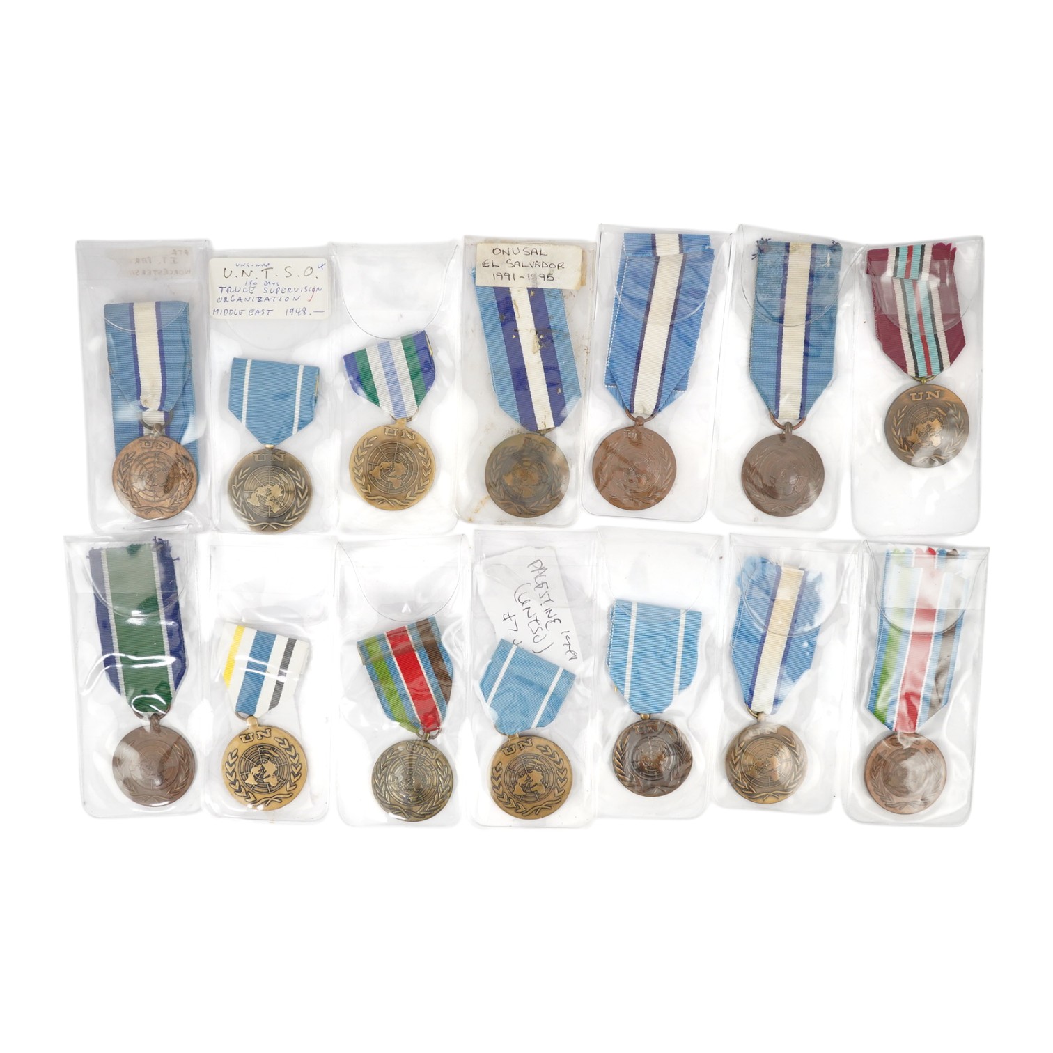 Fourteen United Nations (UN) medals, all with ‘in the service of peace’ to the reverse, including a variety of ribbons for a number of different campaigns (some duplicates). Condition - fair to good.